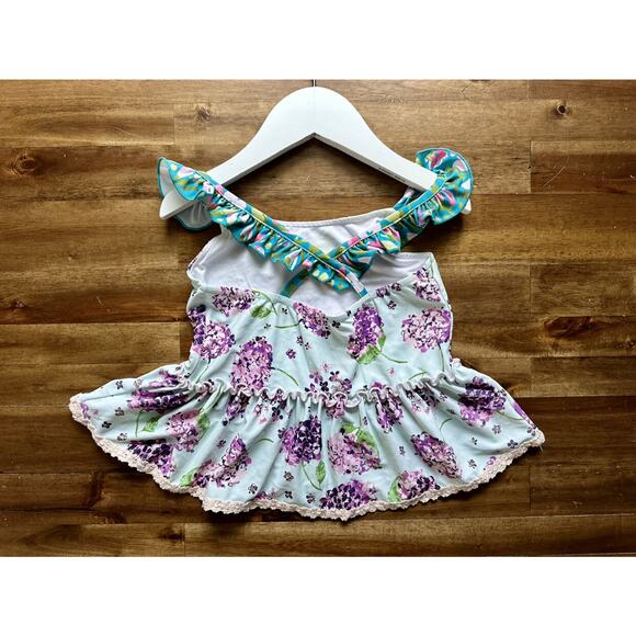 NEW SweetHoney Maddi Tankini Swimsuit Bedhead Hydrangea Purple Green Floral 5 - Picture 3 of 9